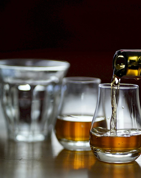 Whisky is poured at the SLYRS distillery