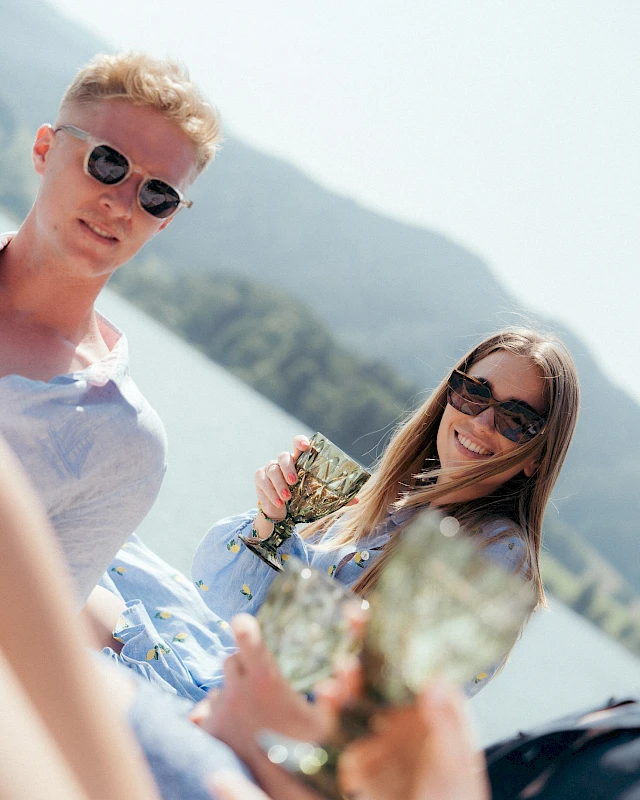 Conference room with modern equipment and rustic tiled stove